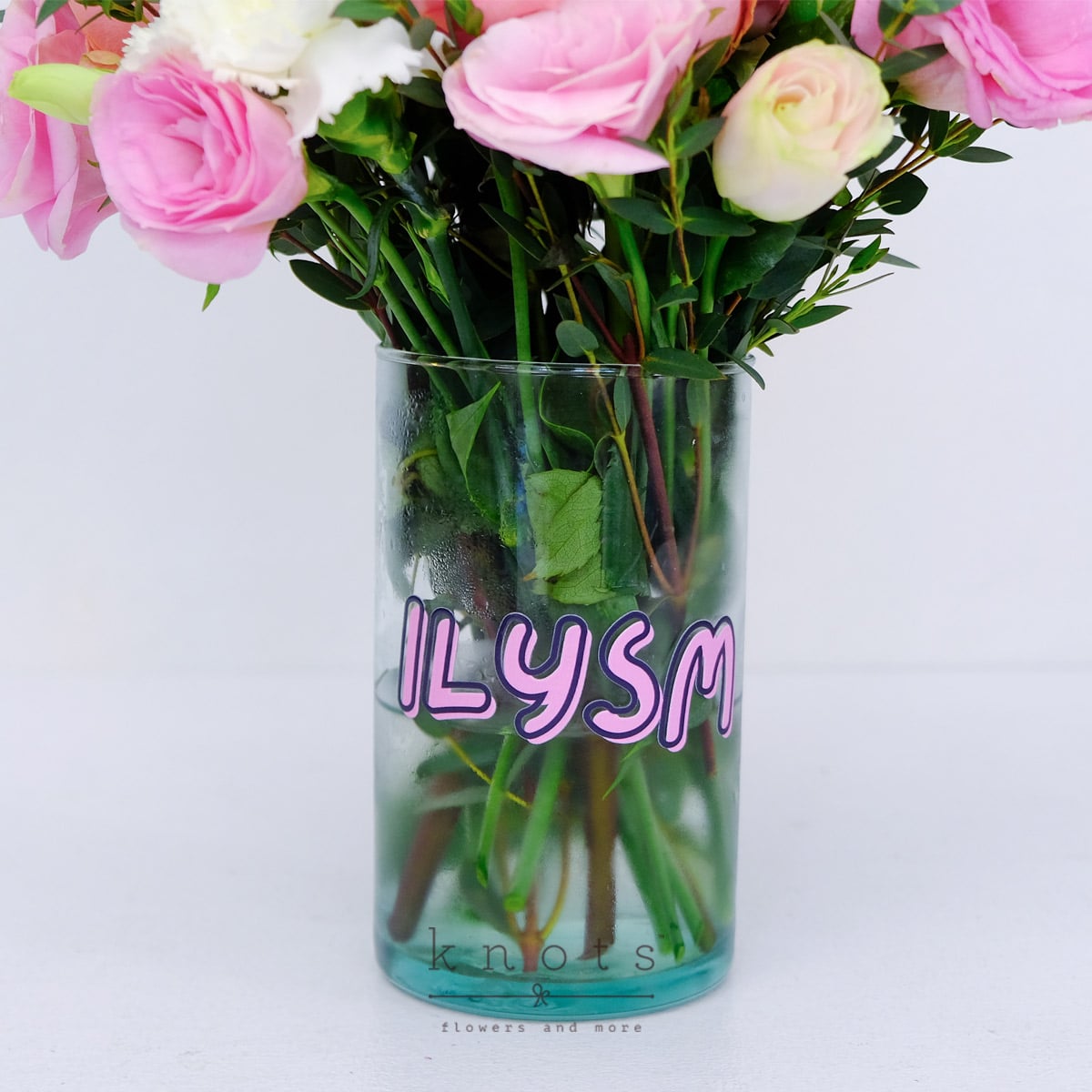 ILYSM (3 Pink Ecuadorian Roses Arrangement) | Knots.ph