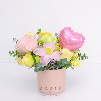 One Love (Pink Ecuadorian Rose and Tulips Arrangement)