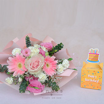 Pink Celebration (Ecuadorian Rose and Gerbera Bouquet w/ Cookies)