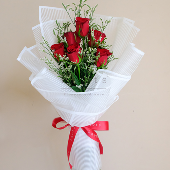 Keep Me Blush (Red China Roses Bouquet)
