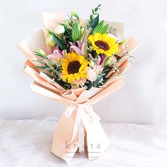 Pure Joy (Sunflowers & Lilies Bouquet)