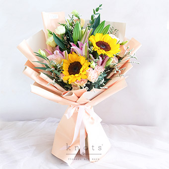 Pure Joy (Sunflowers & Lilies Bouquet)