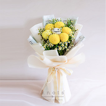 Joys of Summer (Yellow Poms Hand Bouquet)
