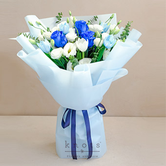 Feeling Bliss (Blue Ecuadorian Roses and Tulips Bouquet)