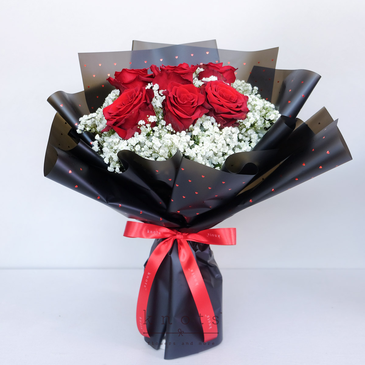 Romance in Bloom (6 Red Ecuadorian Roses Bouquet) 