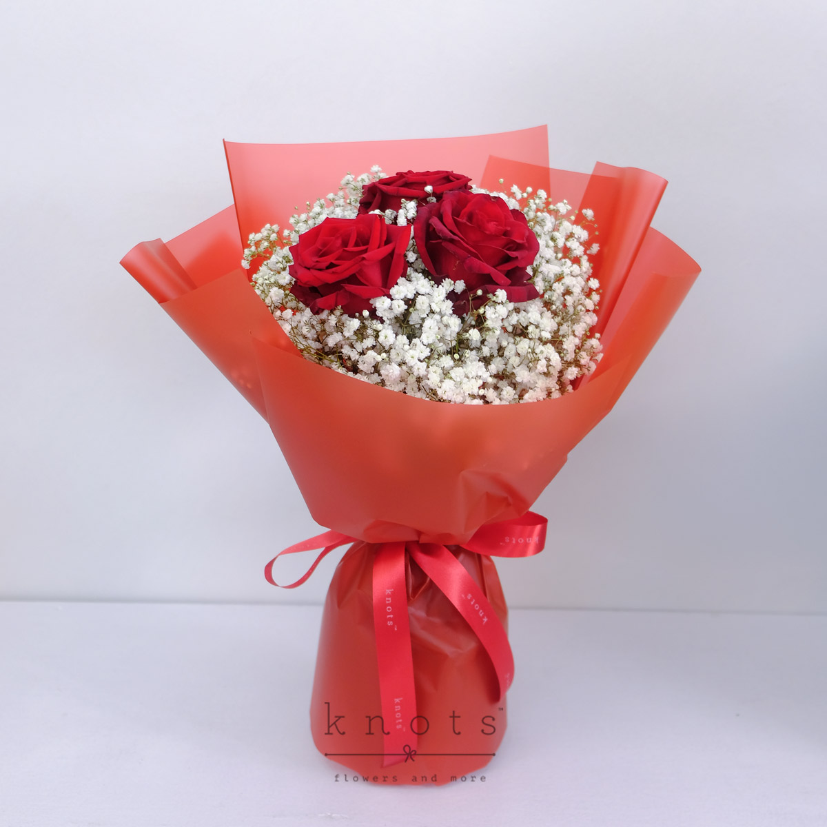 Dancing Hearts (3 stalks Red Ecuadorian Roses Bouquet)