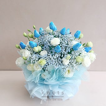 Blue Dyed Tulips Bouquet