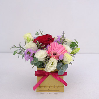 Blushing Romance (Red Rose and Pink Gerbera Boxed Arrangement)