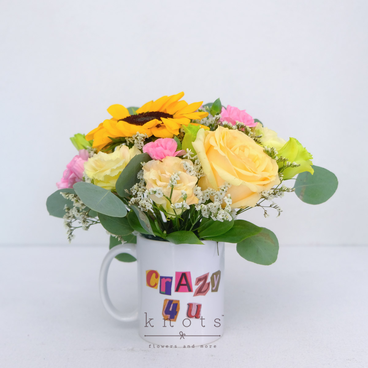 Crazy in Love (Sunflower and Rose Mug Arrangement)