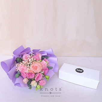 Lilac Delight (Pink Ecuadorian Rose Bouquet w/ Cookies)