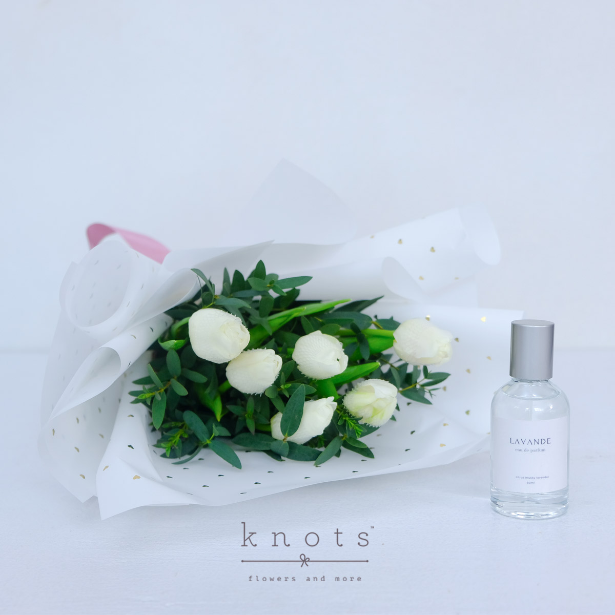 Adore You (White Tulips Bouquet w/ Perfume)