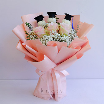 Excellent Milestones (Pink Ecuadorian Roses Graduation Bouquet)