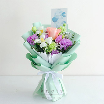 Prairie Pisces (Pink Ecuadorian Rose and White Tulips Bouquet)