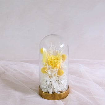 Golden Touch (Dried Flowers Dome Arrangement)