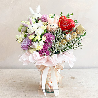 Floral Treat (Mixed Flowers & Chocolates Arrangement)