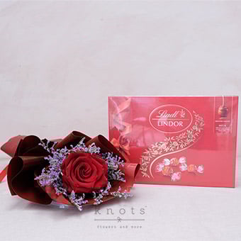 Chocolate Romance (Red Ecuadorian Rose with Chocolates)