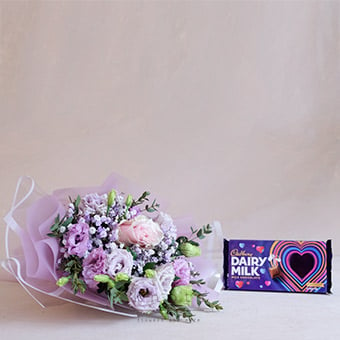 Purple Love Lane (Rose Bouquet with Chocolate)