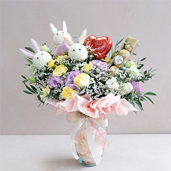 Floral Treat (Mixed Flowers & Chocolates Arrangement)