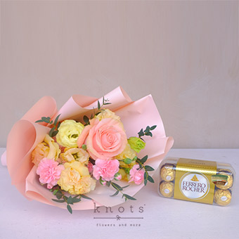 Sweet Creation (Pink Ecuadorian Rose Bouquet w/ Ferrero Chocolate)