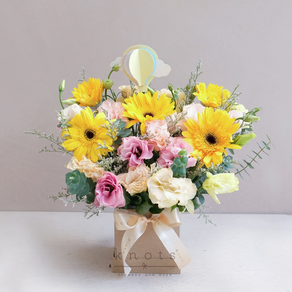 UP, Up And Away (Yellow Gerbera Box Arrangement)