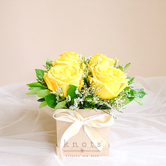 Sunny Sentiments (Yellow China Roses Arrangement)