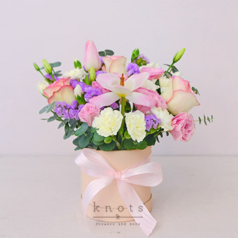 Sweet Adoration (Pink Roses and Tulips Boxed Arrangement)