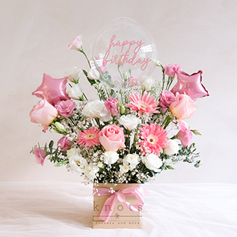 Enchanting Love (Pink Ecuadorian and Pink Gerbera with Balloon Arrangement)