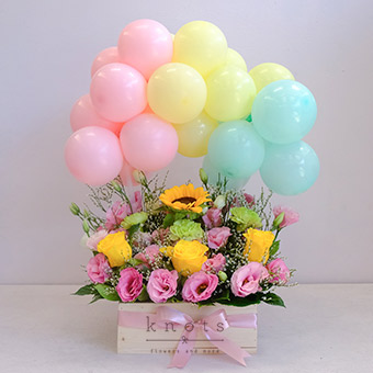 Summer Surprise (Mixed Flowers & Balloons Arrangement)