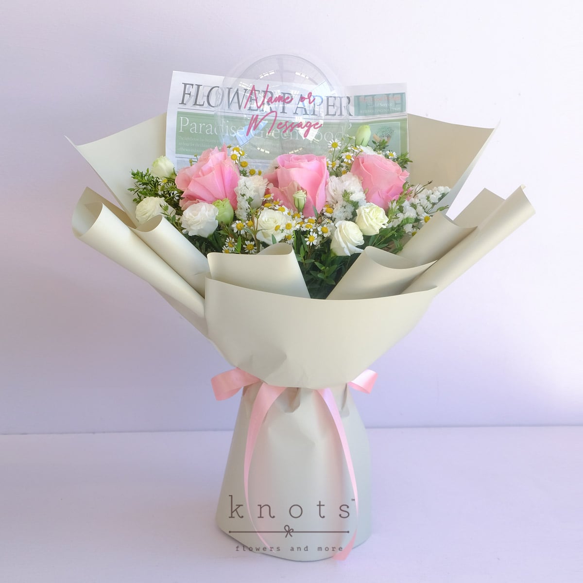 Pop of Floral (Pink Ecuadorian Rose Bouquet with Balloon)