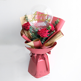 Red roses with Balloon Bouquet