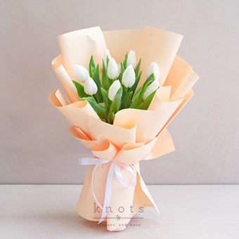 Tender Hearted (White Tulips Bouquet)