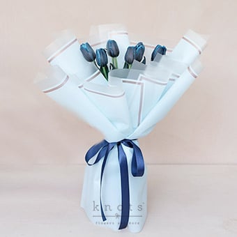 Nairi (Tinted Dark Blue Tulips Bouquet)