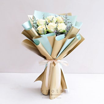 Pure Beginnings (Peach Roses Bouquet)