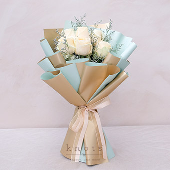 Pure Beginnings (Peach Roses Bouquet)