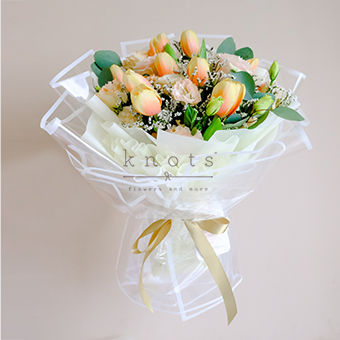 Cheerful Girl (Yellow Orange Tulips Bouquet)