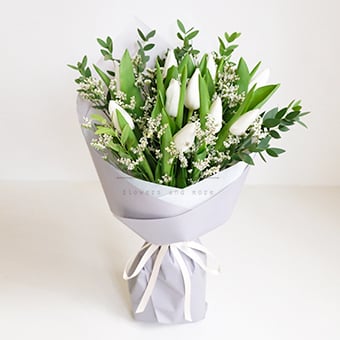 Lively Waltz (White Tulips Bouquet)