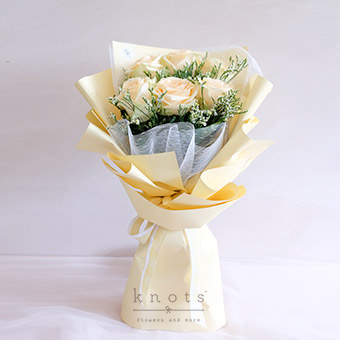 Abundant Shines (Peach China Roses Bouquet)
