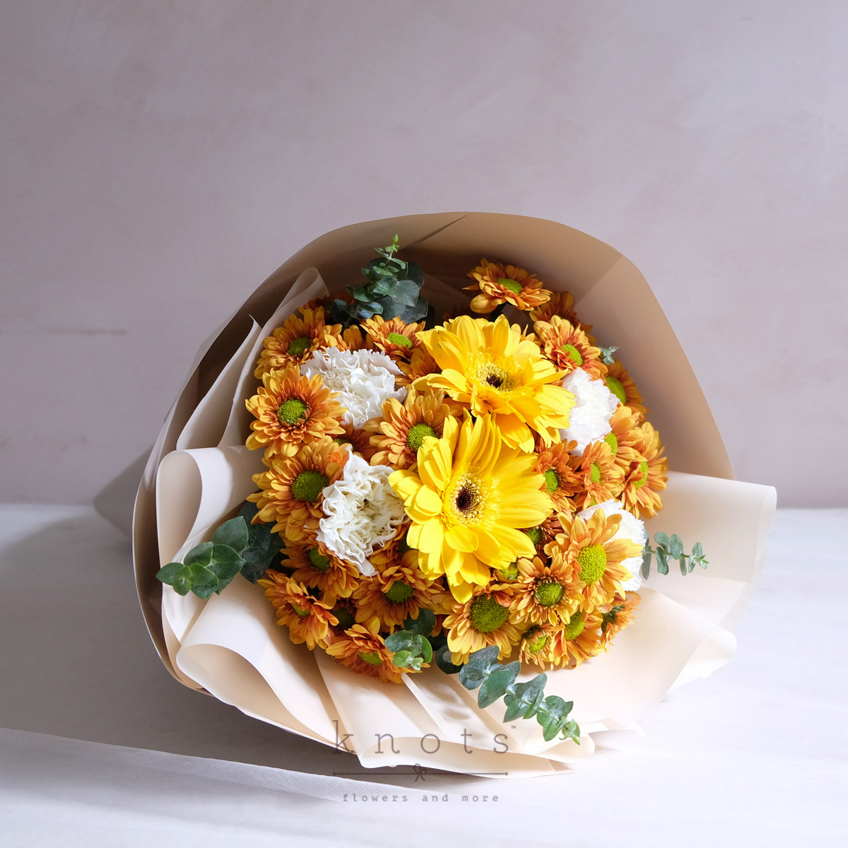 Sunrise Blooms (Yellow Gerberas & Carnations) Knots.ph