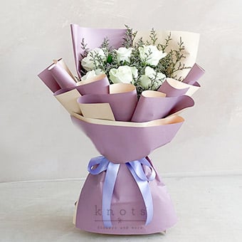 Vivacious Tender (White China Roses Bouquet)