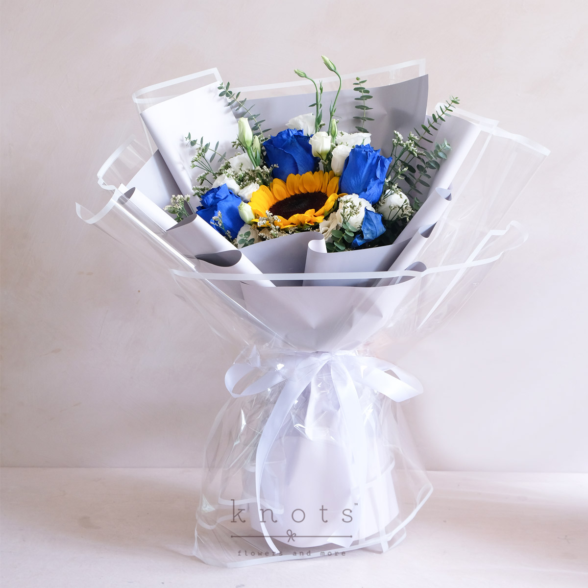 Ocean Sunrise (Blue Rose and Sunflower Bouquet)