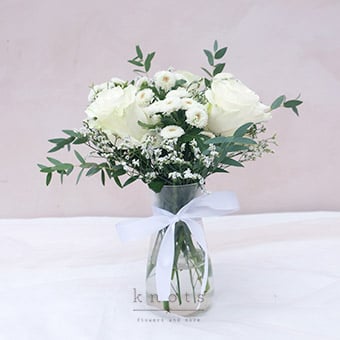 Serene Sky (White Ecuadorian Roses Arrangement)