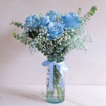 Sapphire Skies (Powder Blue Ecuadorian Roses Arrangement)