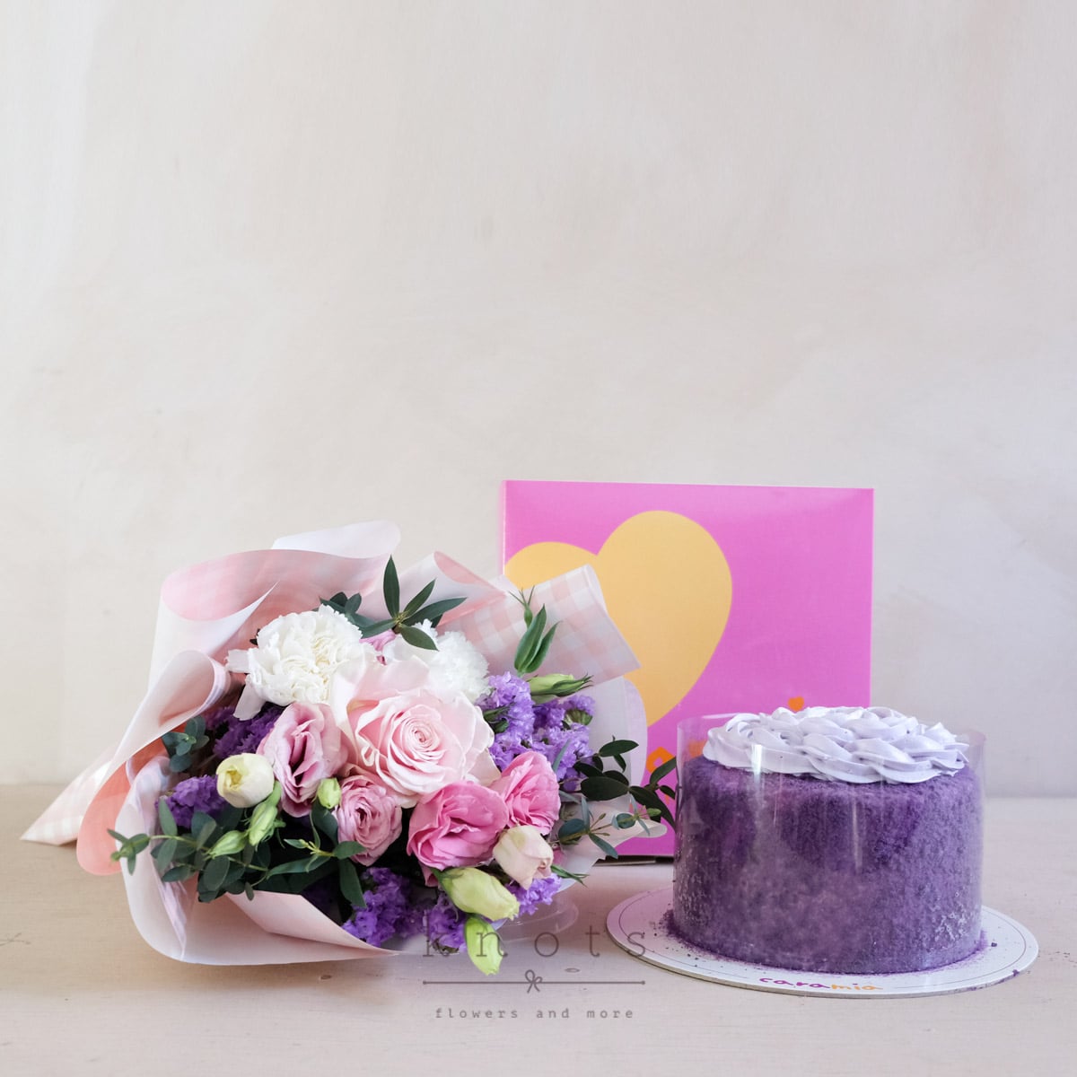Sweet Decadence (Pink Ecuadorian Rose Bouquet and Ube Cake)