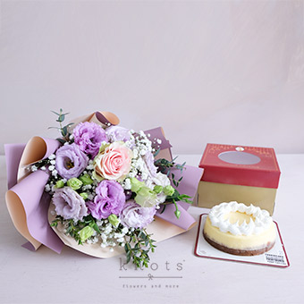 Purple Creations (Rose Bouquet with Cake)