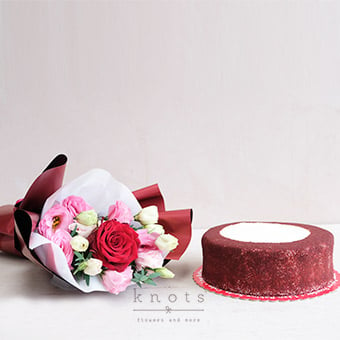 Velvet Indulgence (Flowers and Cake)