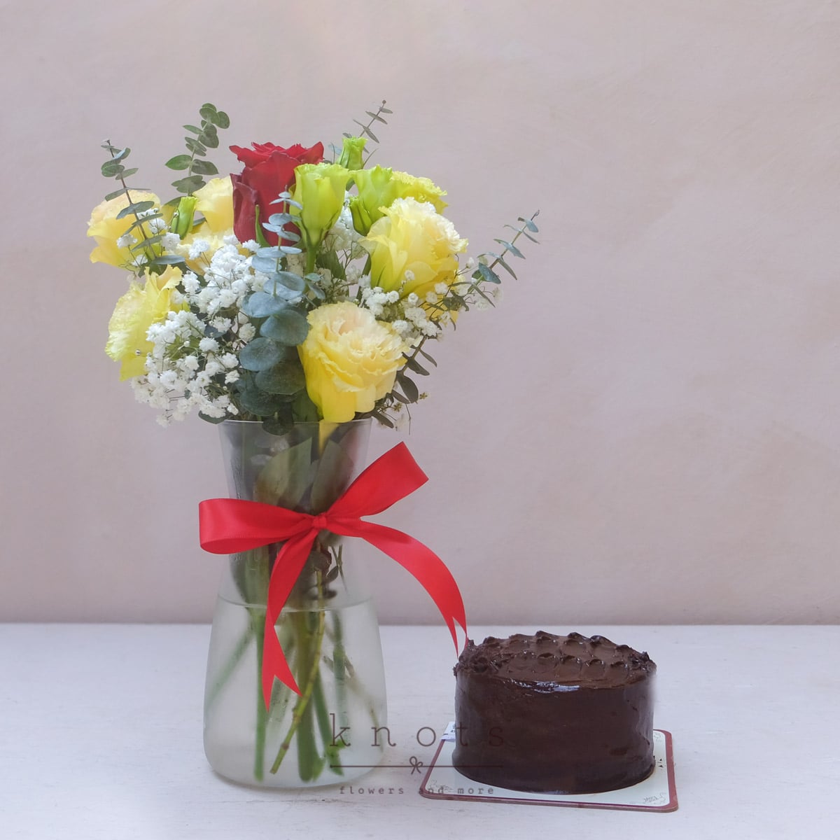 Love and Layer (Red Ecuadorian Rose Arrangement w/ cake)