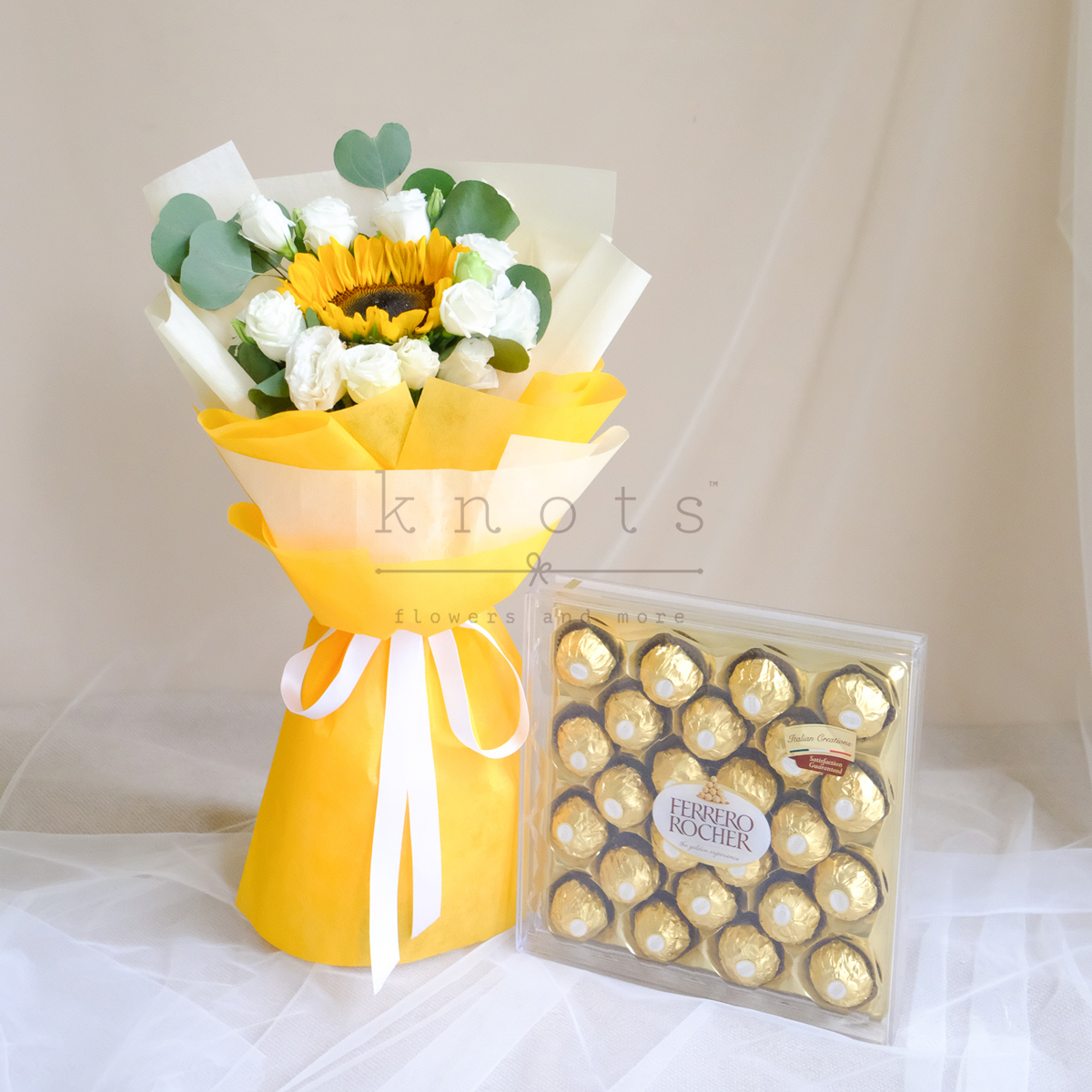 Sweet Victory (Sunflower and 24 Ferrero Rocher Chocolate)