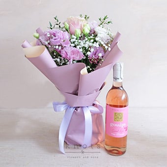 Dion (Pink Rose Bouquet w/ Wine)