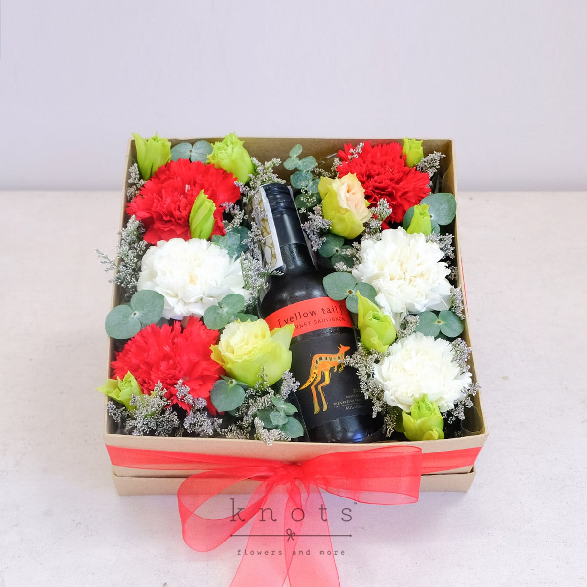 Cheers to Midnight (Wine and Flowers Boxed Arrangement)