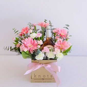 Drunk Blush (Pink Gerbera & Carnations with Mini Wine)